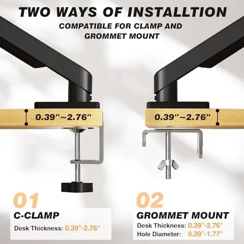 Another view of the 5Rcom Single Monitor Arm for 13-35 Inch Computer Screens |