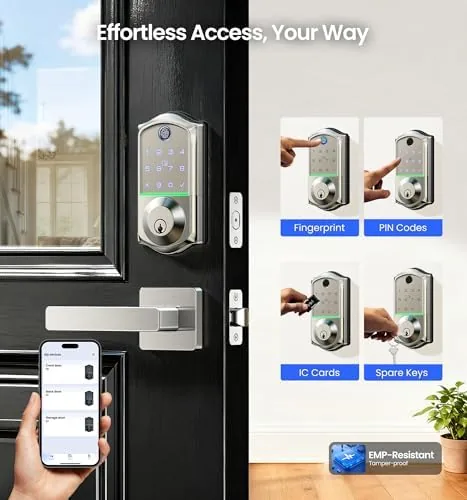 Close look at the Veise VE017-B Fingerprint Smart Lock with 2 Lever Handles Set build quality