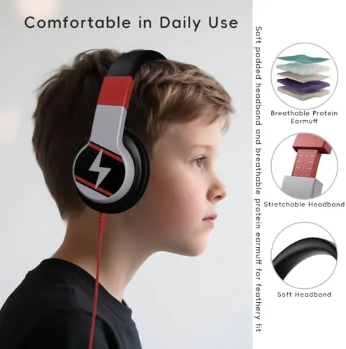 Another view of the Candy Bila 2 Pack Wired Kids Headphones for School, Over-Ear