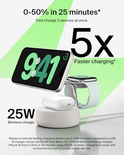 Close look at the Belkin Qi2.2 25W Wireless Fast Charging Station, 3 in 1 build quality