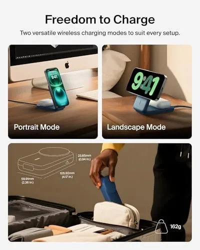 Another view of the Belkin Qi2.2 25W Wireless 2 in 1 Foldable Fast Charging