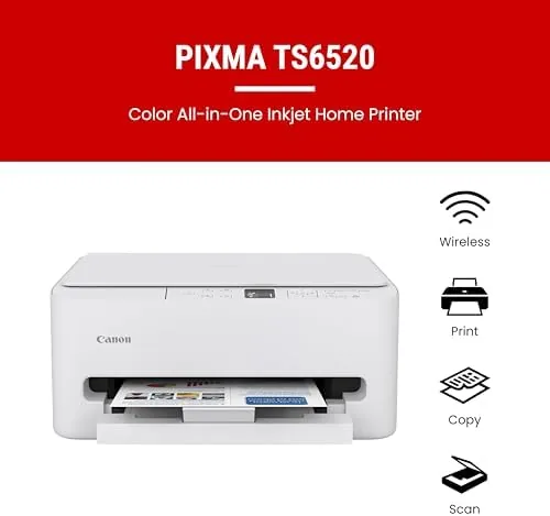 Close look at the Canon PIXMA TS6520 Wireless Color Inkjet Printer Duplex Printing, White build quality