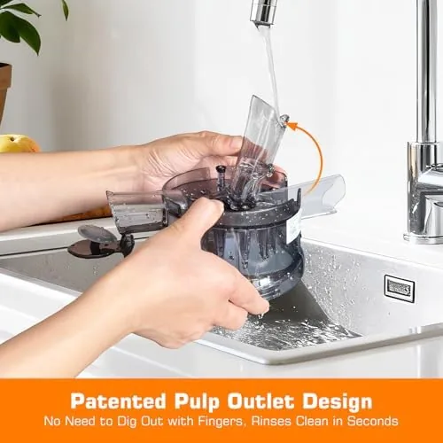 The cold press juicer next to a centrifugal juicer showing the difference in feed chute size