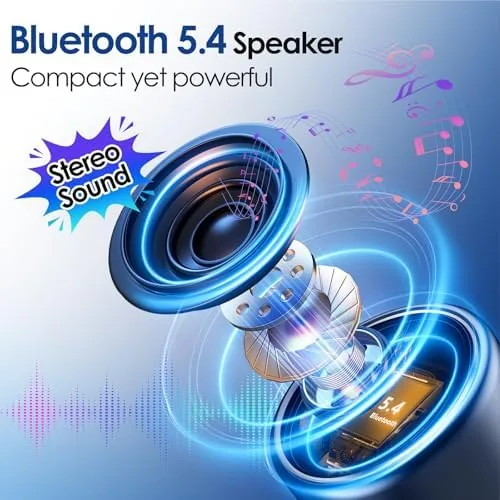 Close look at the Small Bluetooth Speaker with Lights, Mini Speakers with BT5.4, Stereo build quality