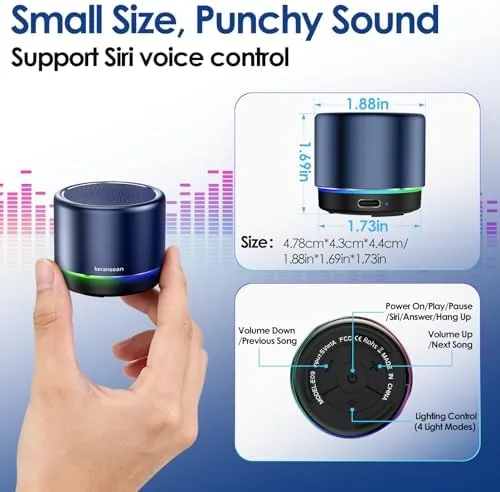 Another view of the Small Bluetooth Speaker with Lights, Mini Speakers with BT5.4, Stereo