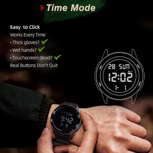Close look at the Digital Watch for Men Tactical Military Waterproof Sports Wristwatch Nylon build quality