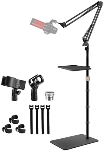 Microphone Stand Floor with Tray & Boom Arm, 5.5lbs Weighted Base | Height Adjustable Review: Tested and Rated