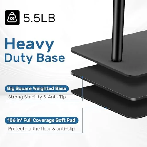 Close look at the Microphone Stand Floor with Tray & Boom Arm, 5.5lbs Weighted build quality