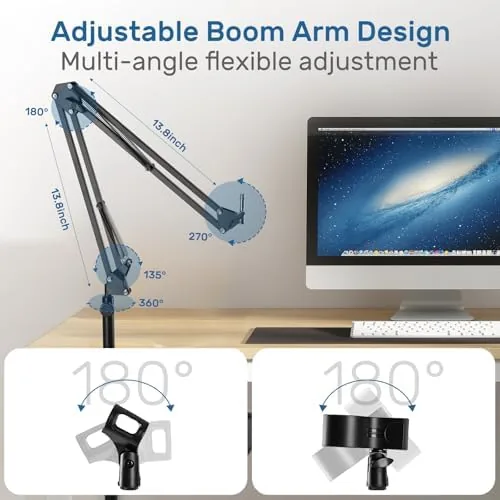 The Microphone Stand Floor with Tray & Boom Arm, 5.5lbs Weighted in real use