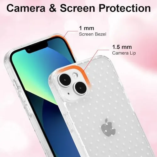 Close look at the QLTYPRI Cute Polka Dot Phone Case for iPhone 15, Clear build quality