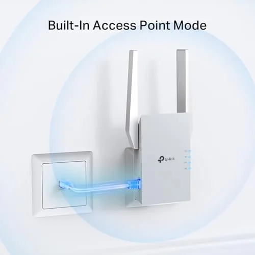 The extender in the hallway between the router and the far bedroom