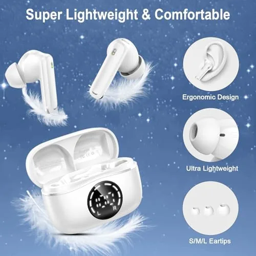 Another view of the Bluetooth 5.4 Headphones, 3D-Stereo Wireless Earbuds Deep Bass in Ear