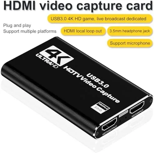 Detail shot of the 4K Audio Black Video Capture Card - Supports 4K HDMI features