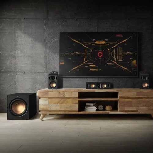 The Atmos elevation speaker mounted on top of a front floor standing speaker