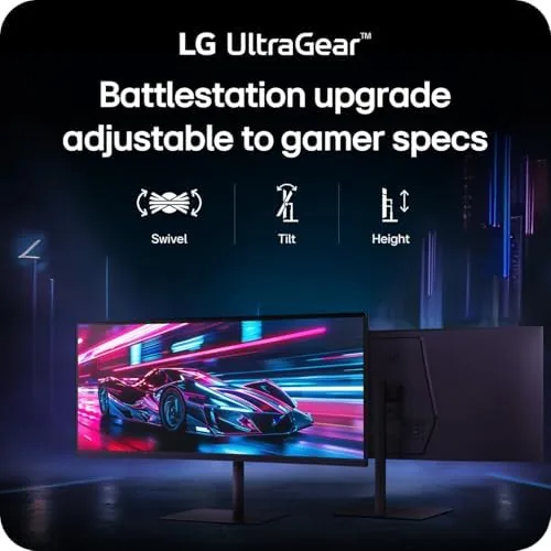 The ultrawide monitor on a tidy desk used for both work and gaming