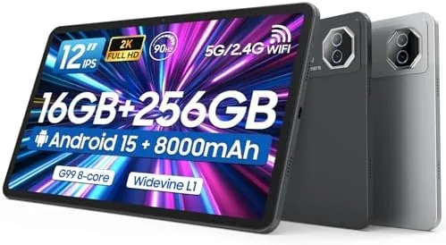 Overview of the Tablet 12 inch Large Screen, Android 15 Tablet 16GB RAM
