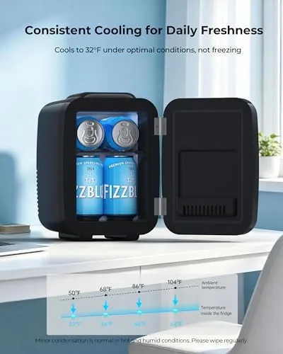 Another view of the BEICHEN Mini Fridge 4 Liter/6 Can Portable Compact Refrigerator |