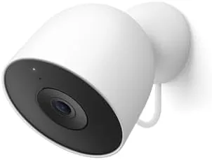 The 2025 Google Nest Cam Outdoor Wired 2nd Gen mounted above a front door in snow white