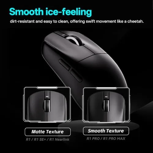 The white Dragonfly R1 SE+ next to a mid range mouse and a flagship wireless mouse