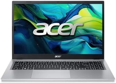 Front view of the Acer Aspire Go 15 laptop open on a desk