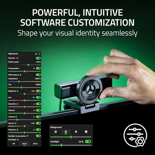 Comparison photo showing the Kiyo V2 next to a standard 1080p webcam