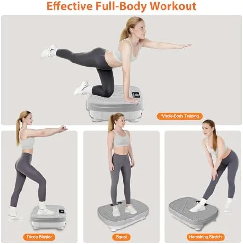 Testing setup with the vibration plate, resistance bands, and a training log