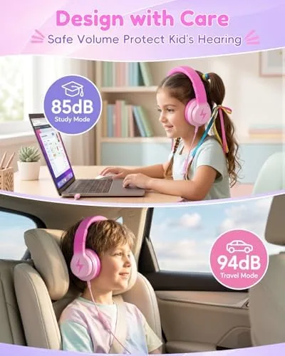 Close look at the Candy Bila USB C Kids Headphones with Mic, Wired Over-Ear build quality