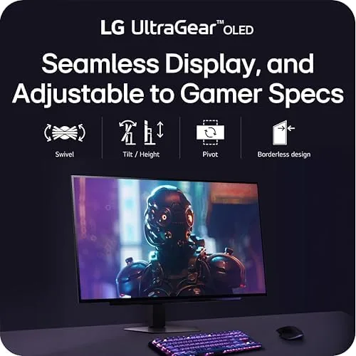 Desk setup with the LG OLED monitor in use during a gaming session