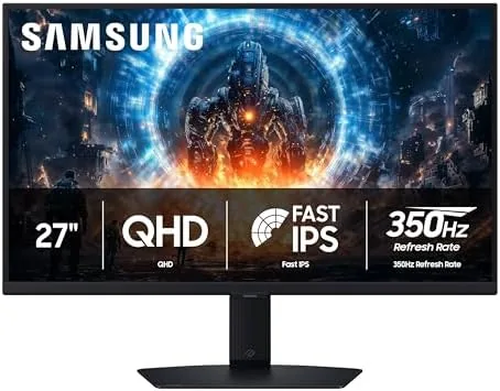 Samsung Odyssey G6 G60F monitor on a desk in a gaming setup