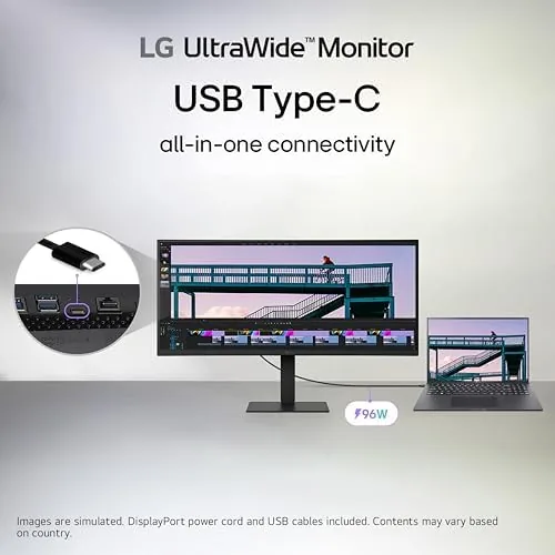 The LG 34-inch monitor compared to a smaller 29-inch ultrawide