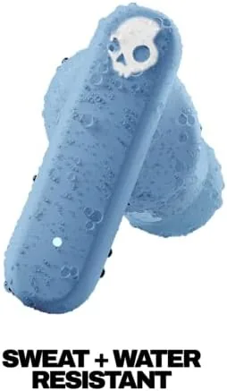 The Skullcandy Smokin' Buds Wireless Noise Isolating Earbuds - Preppy Blue in real use