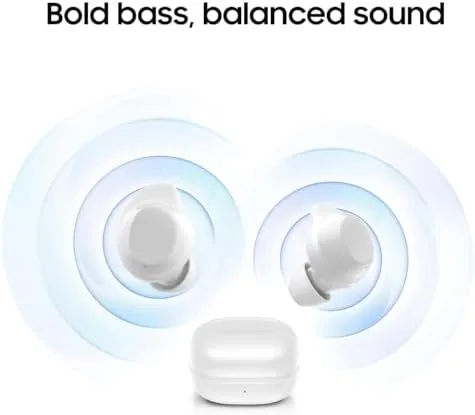 Close up of the Galaxy Buds Core earbud showing the touch surface and fit