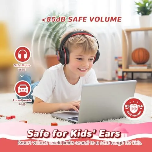 The Kids Bluetooth Headphones, 85H Playtime for Toddler Boys, Black with in real use