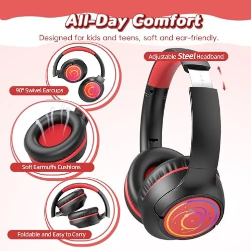 Another view of the Kids Bluetooth Headphones, 85H Playtime for Toddler Boys, Black with