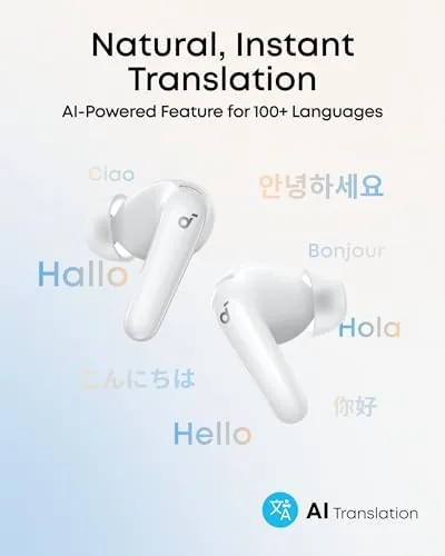 Detail shot of the Soundcore P31i by Anker Translation Earbuds with Real-Time Adaptive ANC features