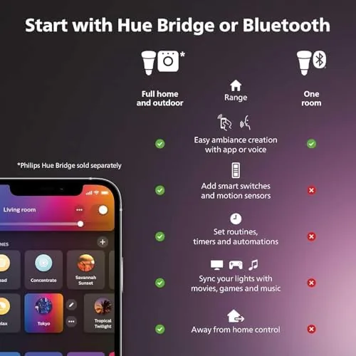 Detail shot of the Philips Hue Smart LED A19 Bulb 2-Pack, White and Color features