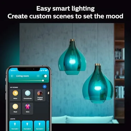 The Philips Hue Smart LED A19 Bulb 2-Pack, White and Color compared in context