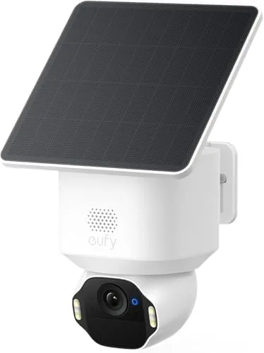 eufy SoloCam E42 4K solar security camera mounted above a driveway