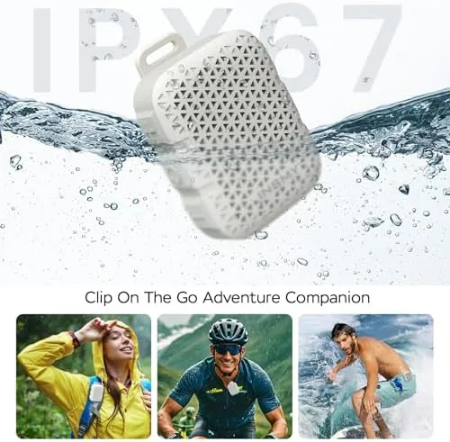 Close look at the INSMY Wearable Bluetooth Speakers IP67 Waterproof Clip On Small Speaker build quality