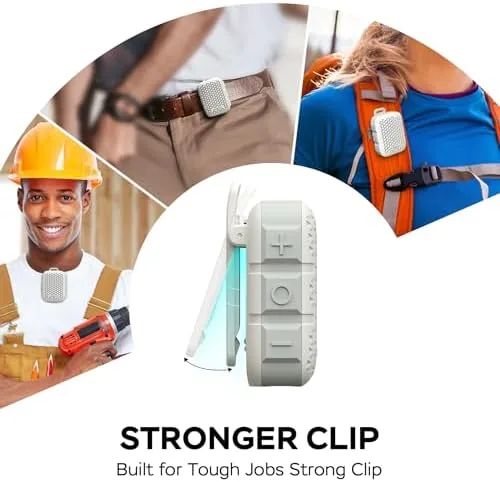 The INSMY Wearable Bluetooth Speakers IP67 Waterproof Clip On Small Speaker in real use