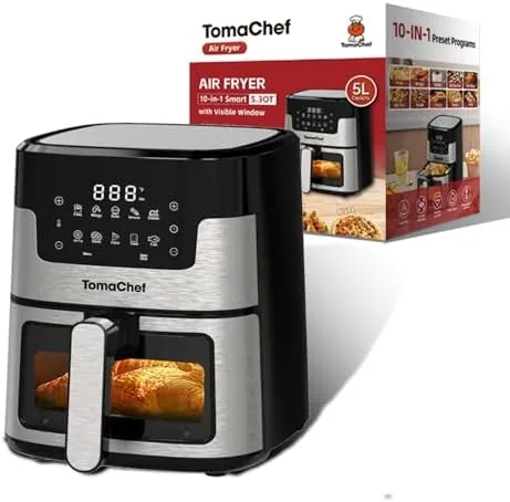 TomaChef Air Fryer 5.3QT with Visible Window, 10-in-1 Digital Cooker(Black) Review: Tested and Rated