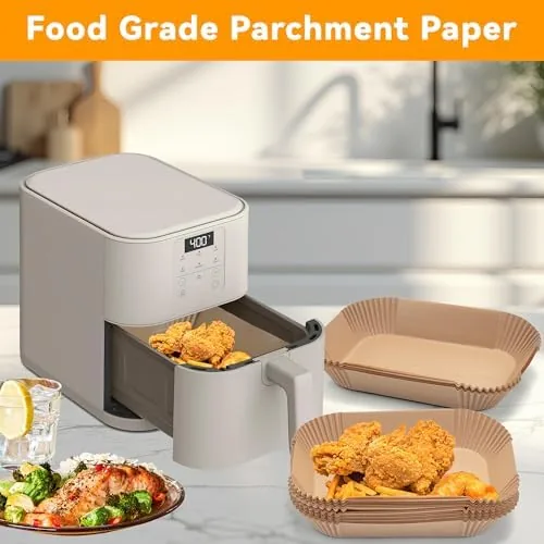 Close look at the 200Pcs Air Fryer Liners Parchment Paper for Bella 4Qt Slim build quality
