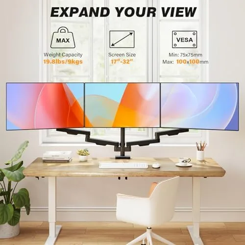 Close look at the 5Rcom Triple Monitor Mount Stand for 17-34 Inch Computer Screens build quality