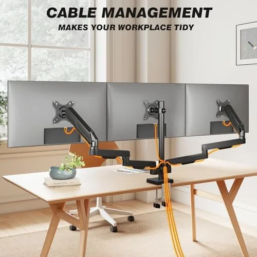Another view of the 5Rcom Triple Monitor Mount Stand for 17-34 Inch Computer Screens