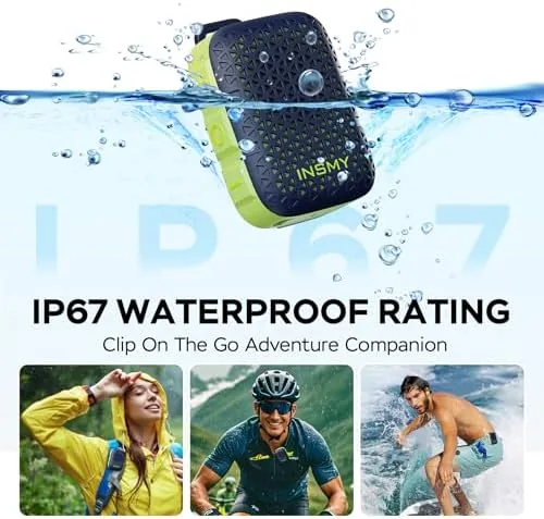 Close look at the INSMY Wearable Bluetooth Speakers IP67 Waterproof Clip On Small Speaker build quality