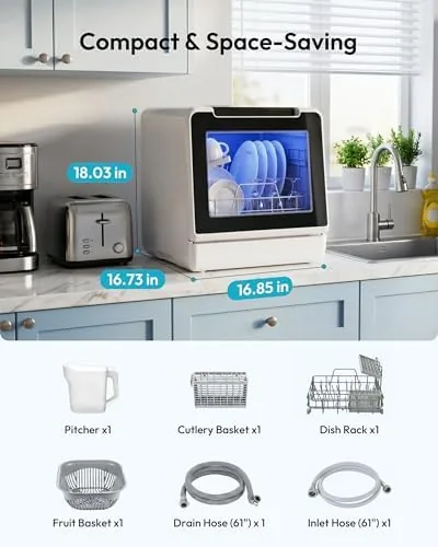Testing the EUHOMY Countertop Dishwasher Portable, 8 Programs with 5L Tank, Black over two weeks