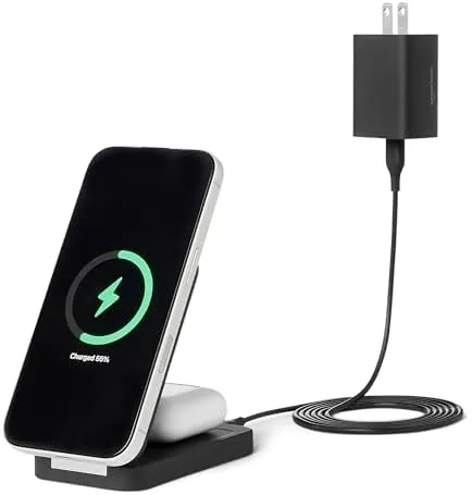 Overview of the Amazon Basics MagSafe Compatible Wireless Charging Station, 25W Max. Fast