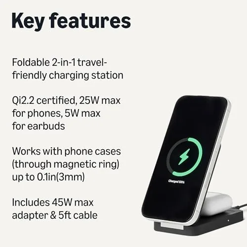 Close look at the Amazon Basics MagSafe Compatible Wireless Charging Station, 25W Max. Fast build quality