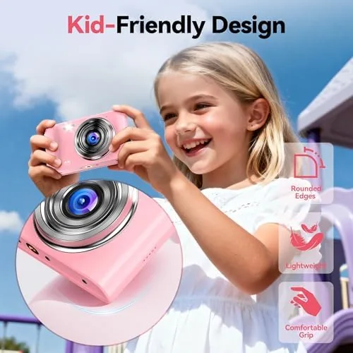 The Digital Camera 4K for Kids: 48MP Pink Camera for Teens in real use