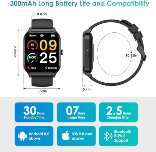 Testing the Smart Watch for Men Women Make Call Answer 1.85" with over two weeks